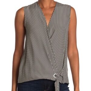 Rag & Bone 100% Silk Charmeuse Sleeveless V-Neck Popover Tie Waist Top Small